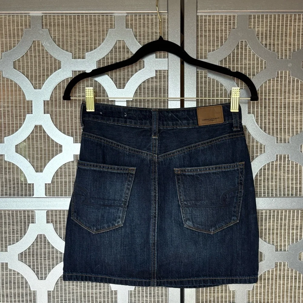 American Eagle Outfitters Dark Blue Denim Mini Skirt - Picture 4 of 9